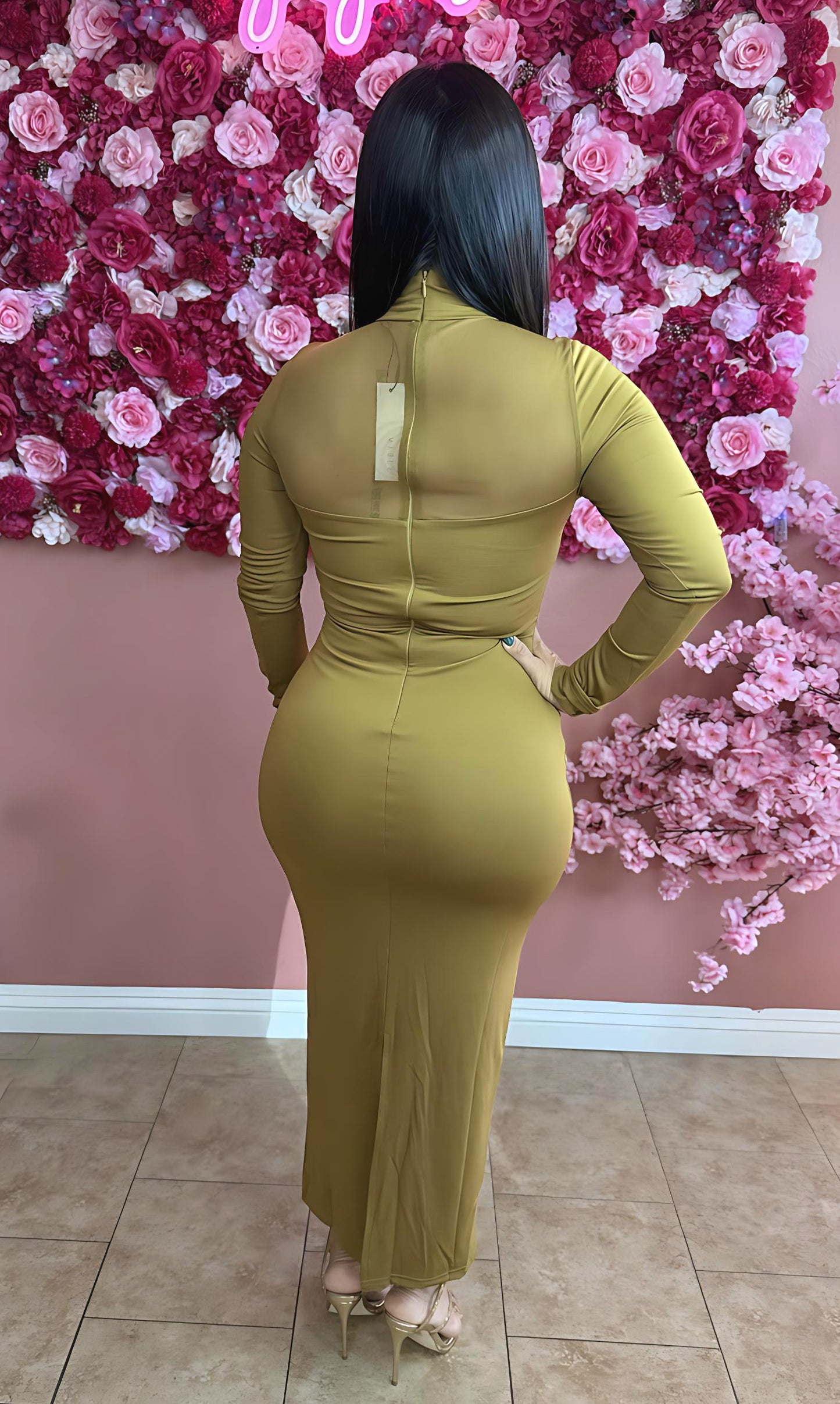 Olive Allure Midi Dress