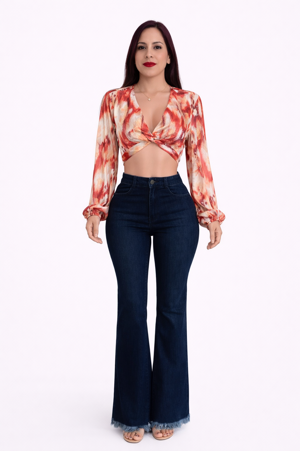 High-Waisted Flare Jeans with Stretch