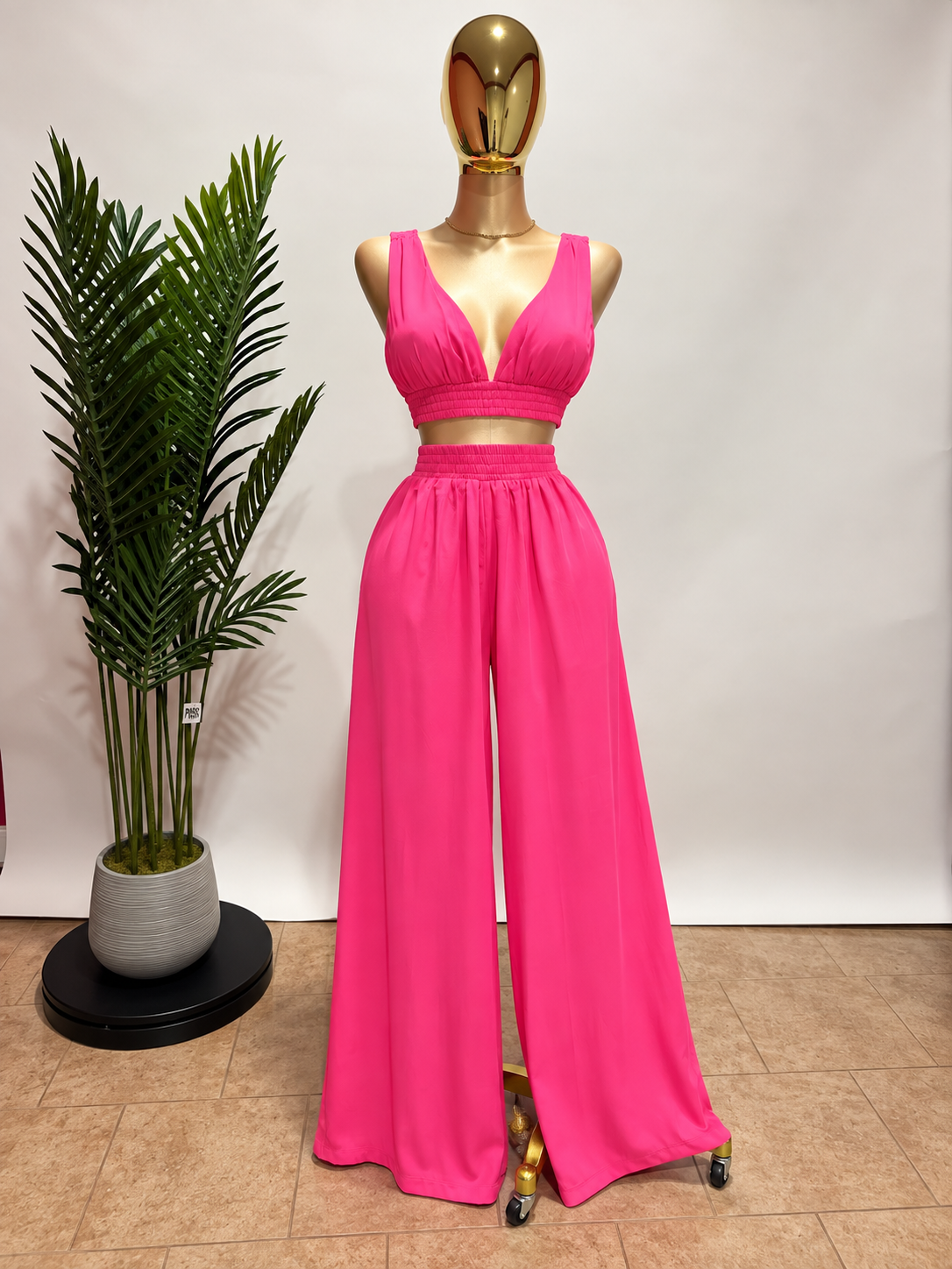 Hot Pink Palazzo Two-Piece Set