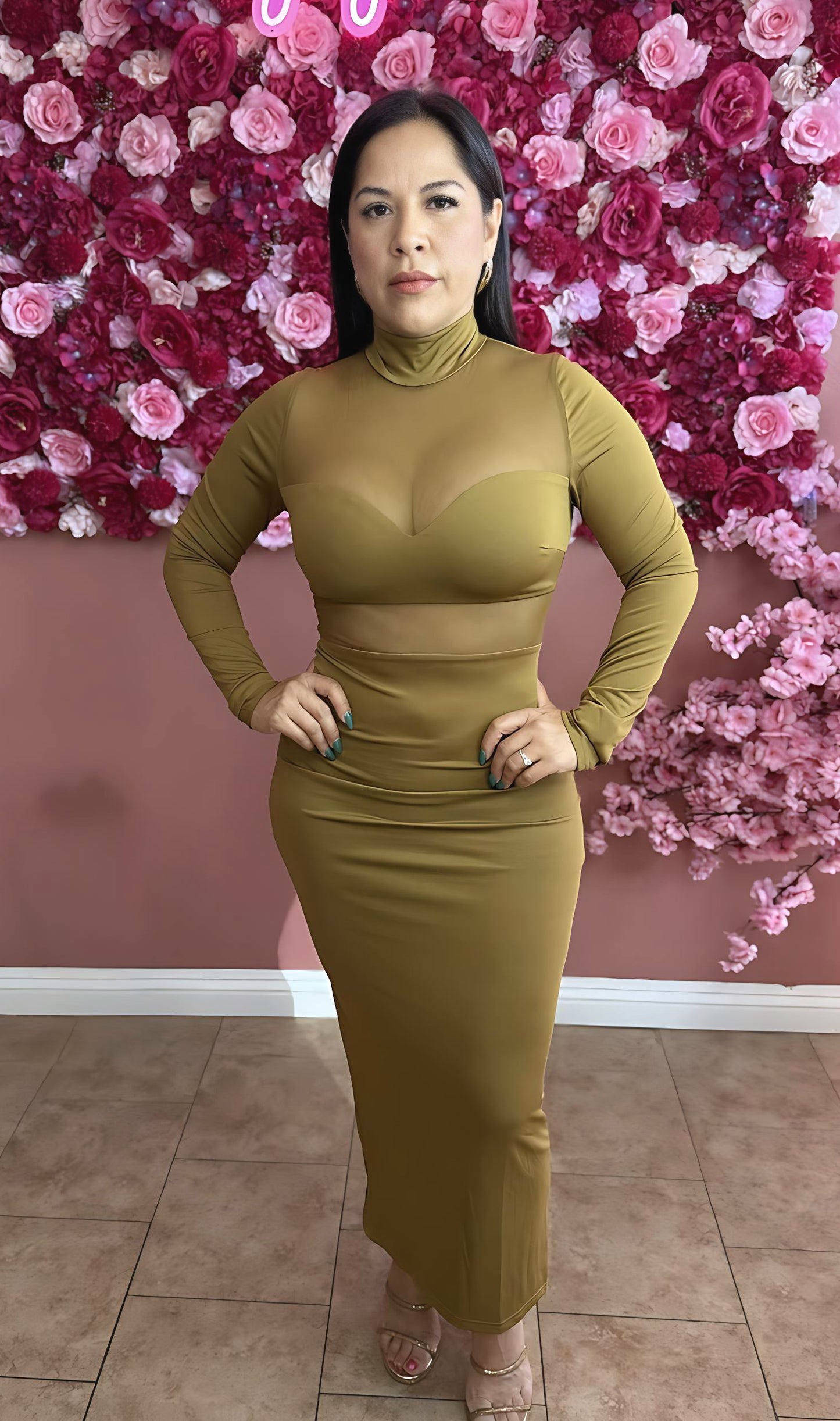 Olive Allure Midi Dress