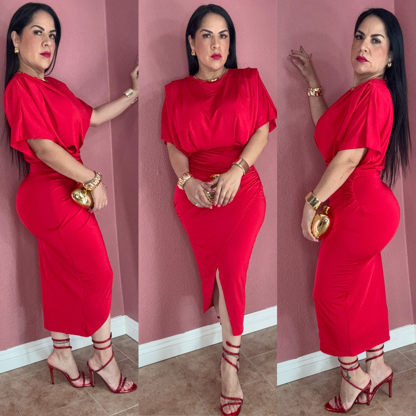 Crimson Elegance Wrap Dress