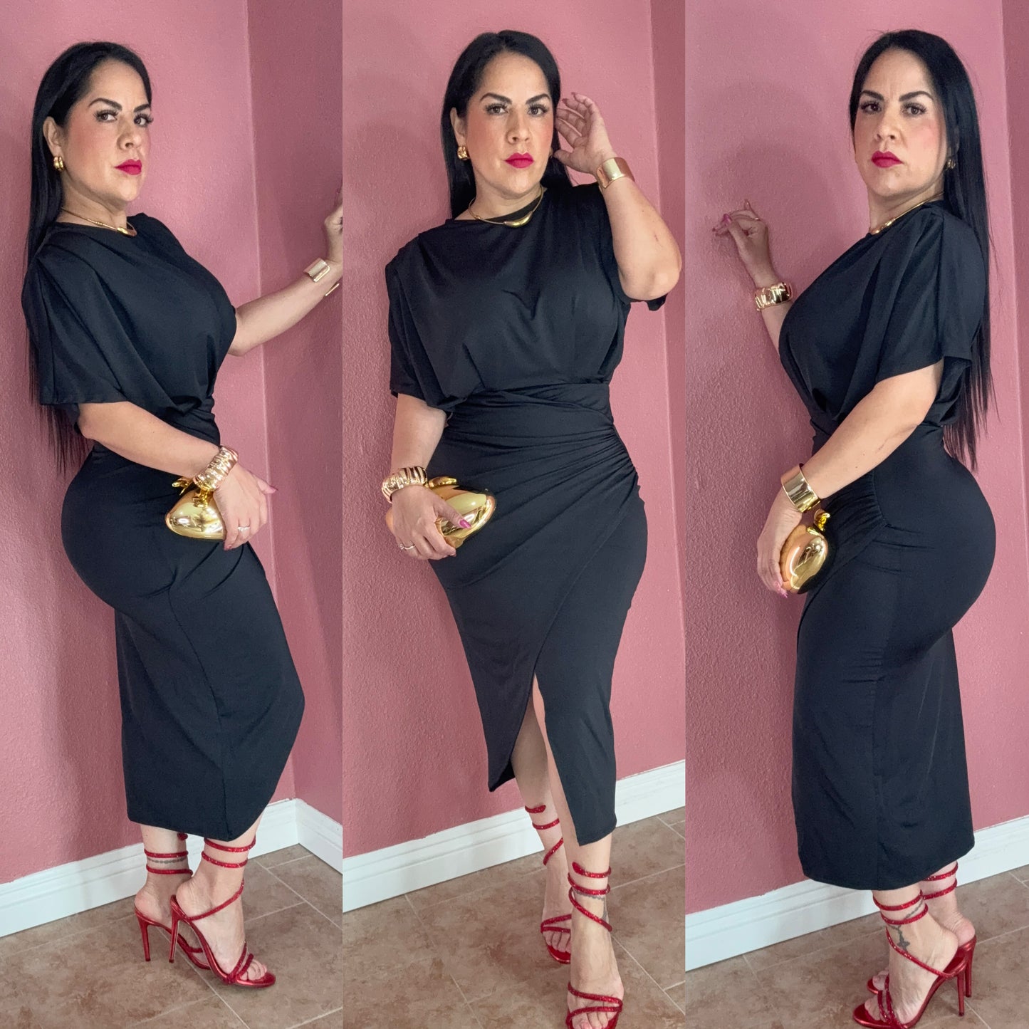 Crimson Elegance Wrap Dress