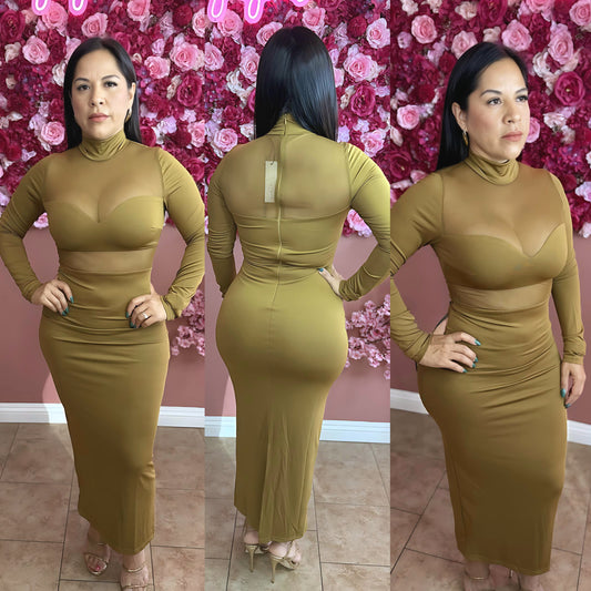 Olive Allure Midi Dress