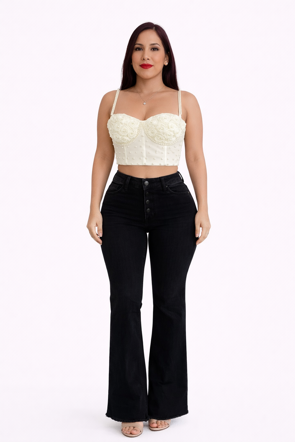 High-Waisted Flare Jeans with Stretch
