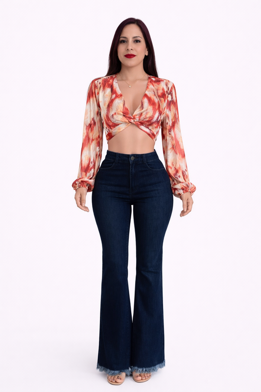 High-Waisted Flare Jeans with Stretch
