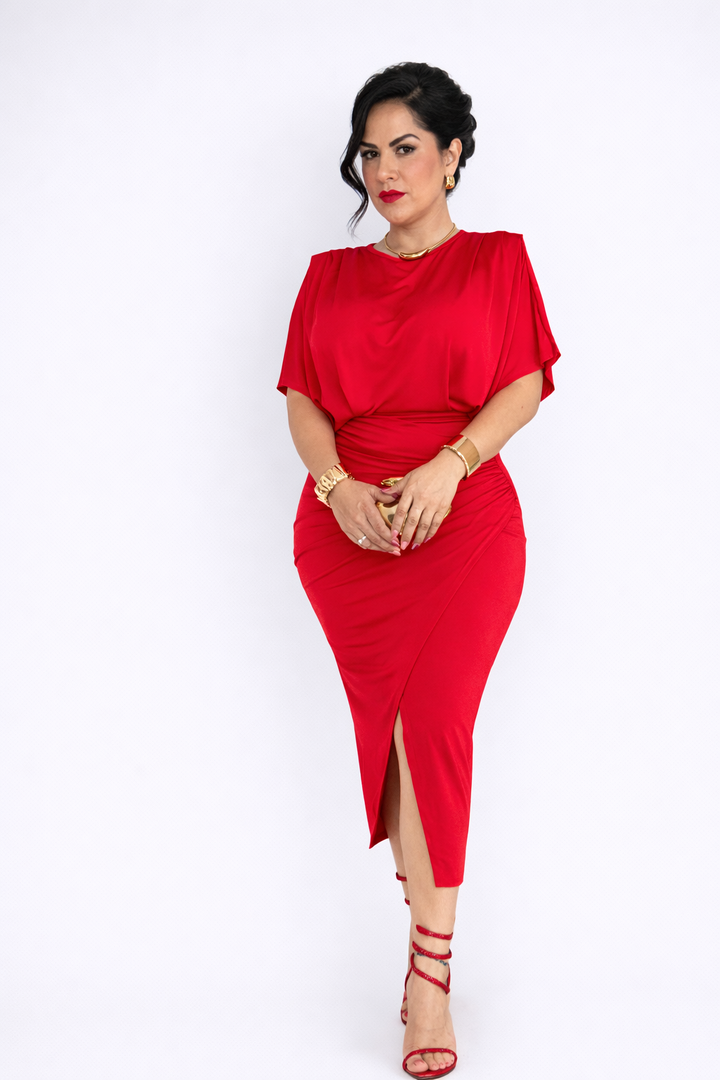 Crimson Elegance Wrap Dress