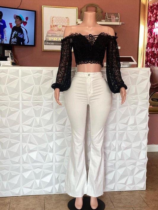 High-Waisted Flare Jeans with Stretch