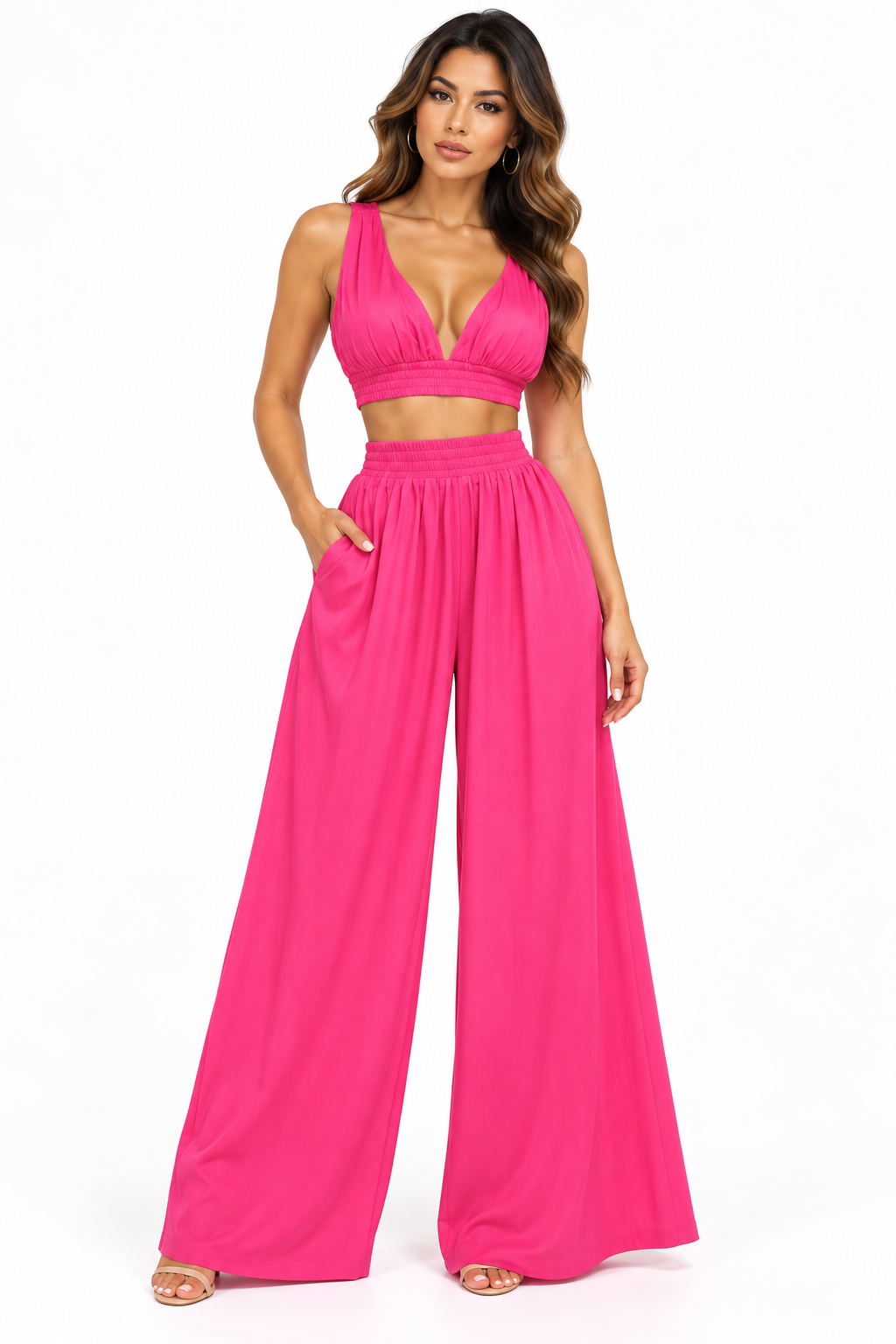 Hot Pink Palazzo Two-Piece Set